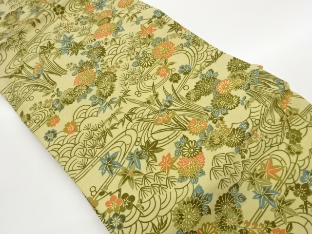 JAPANESE NAGOYA OBI / KATAZOME / FLOWERS